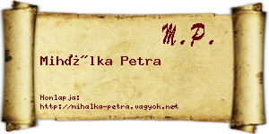 Mihálka Petra névjegykártya